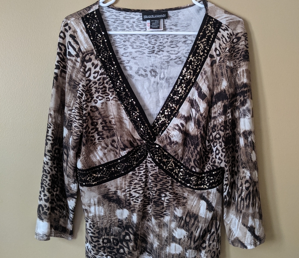 Frank Lyman Blouse V Neck Embroidery Trim